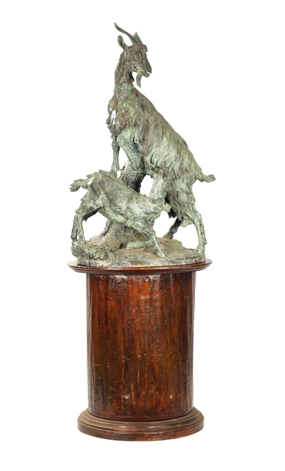 Giovita Lombardi comparable auction result: giovita lombardi 1837 1876 a massive life size 19th century green patinated bronze animalia group depicting mountain goats