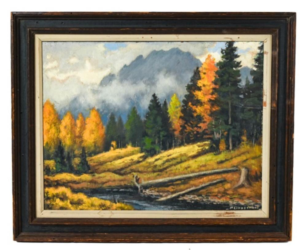 Matt Lindstrom comparable auction result: matt lindstrom signed oil painting landscape