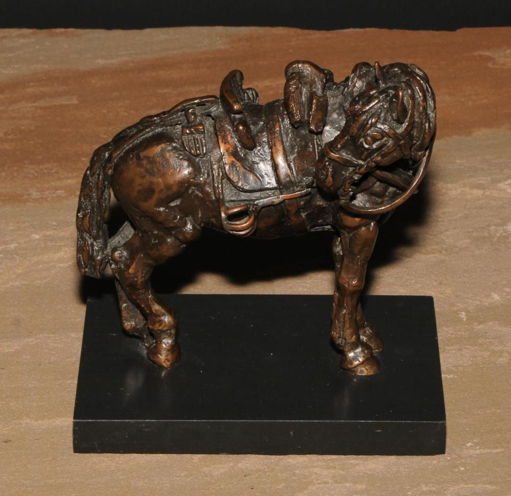 Sally Arnup comparable auction result: sally arnup british 1930 2015 a dark patinated equestrian bronze horse 13 5cm high 13cm long 9cm wide overall