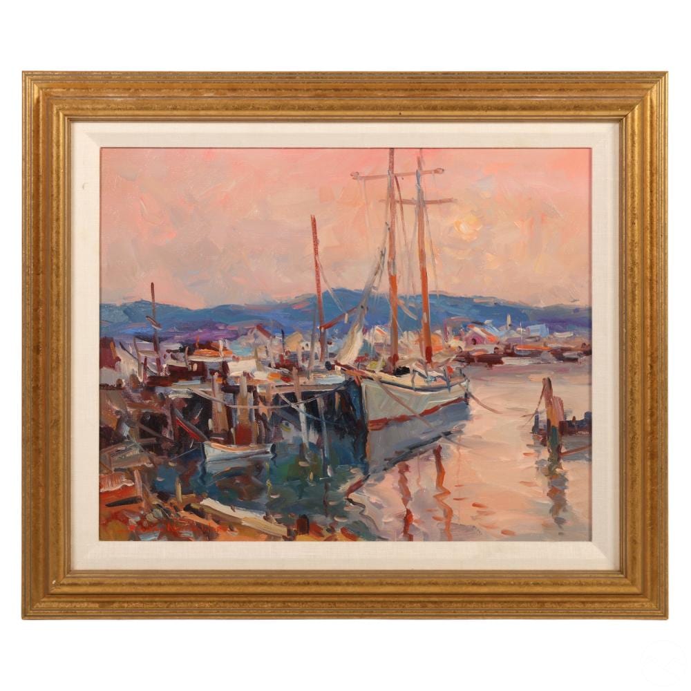 Edward Norton Ward comparable auction result: edward norton ward 1928 2022 boat harbor painting