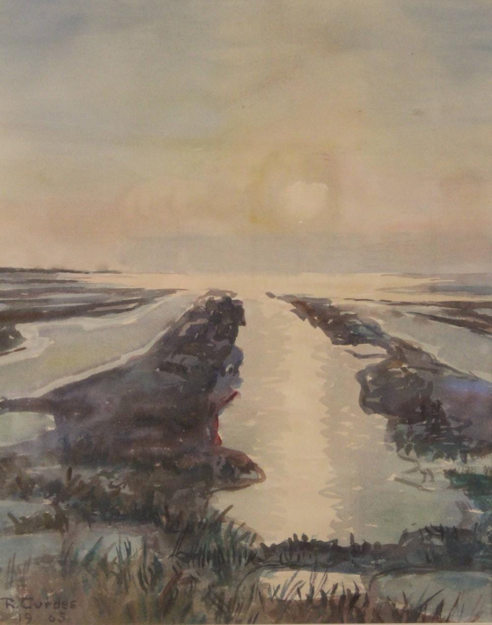 Richard Curdes comparable auction result: richard curdes 1891 1974 blick auf das watt aquarell datiert 1965