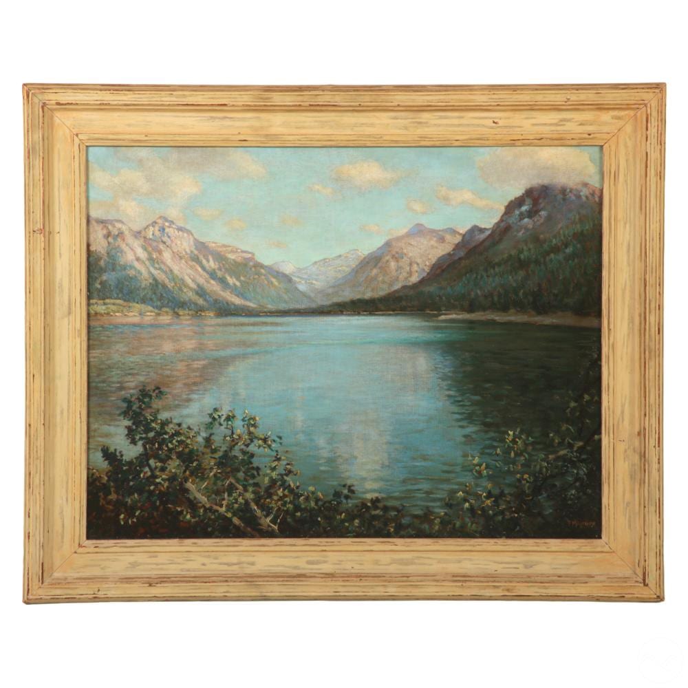 Frank Moore comparable auction result: frank moore 1877 1967 lake glacier park painting