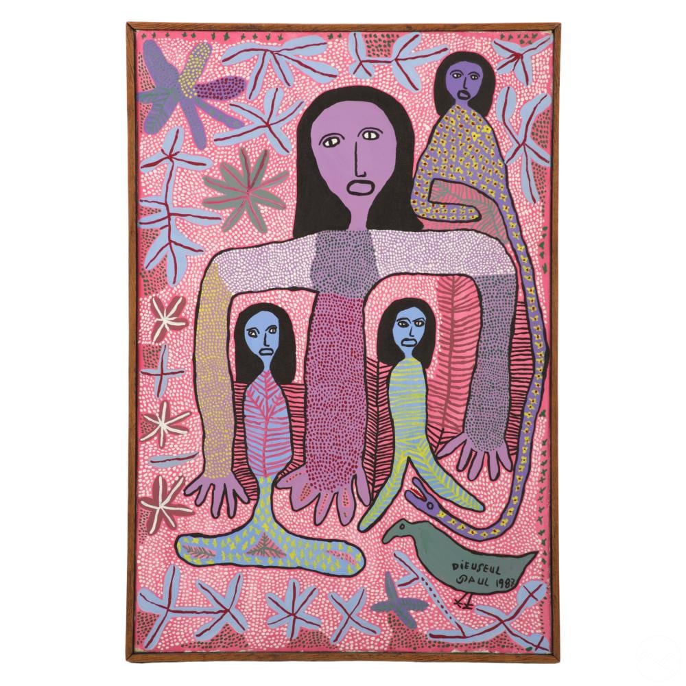 Paul Dieuseul comparable auction result: dieuseul paul 1952 2006 haitian folk art painting