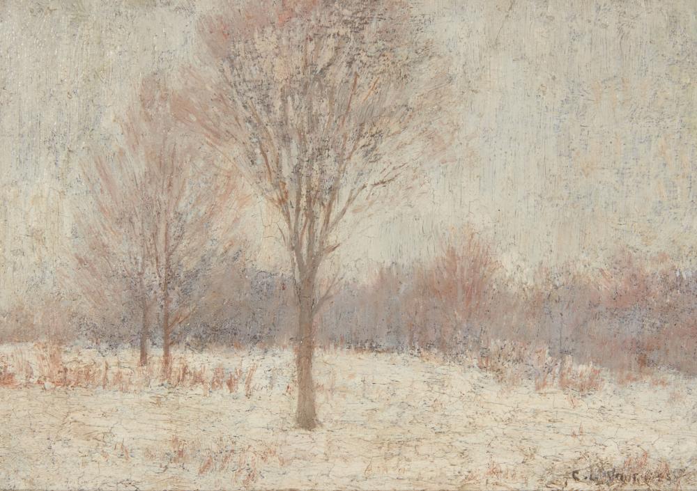 Clark Greenwood Voorhees comparable auction result: clark greenwood voorhees 1871 1933 winter landscape oil on board 6 h x 8 5 w