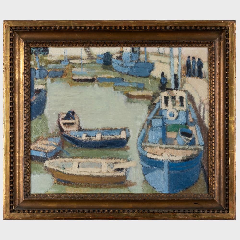 Michel Dureuil comparable auction result: michel dureuil 1929 2011 boats in the port of saint jean de luz