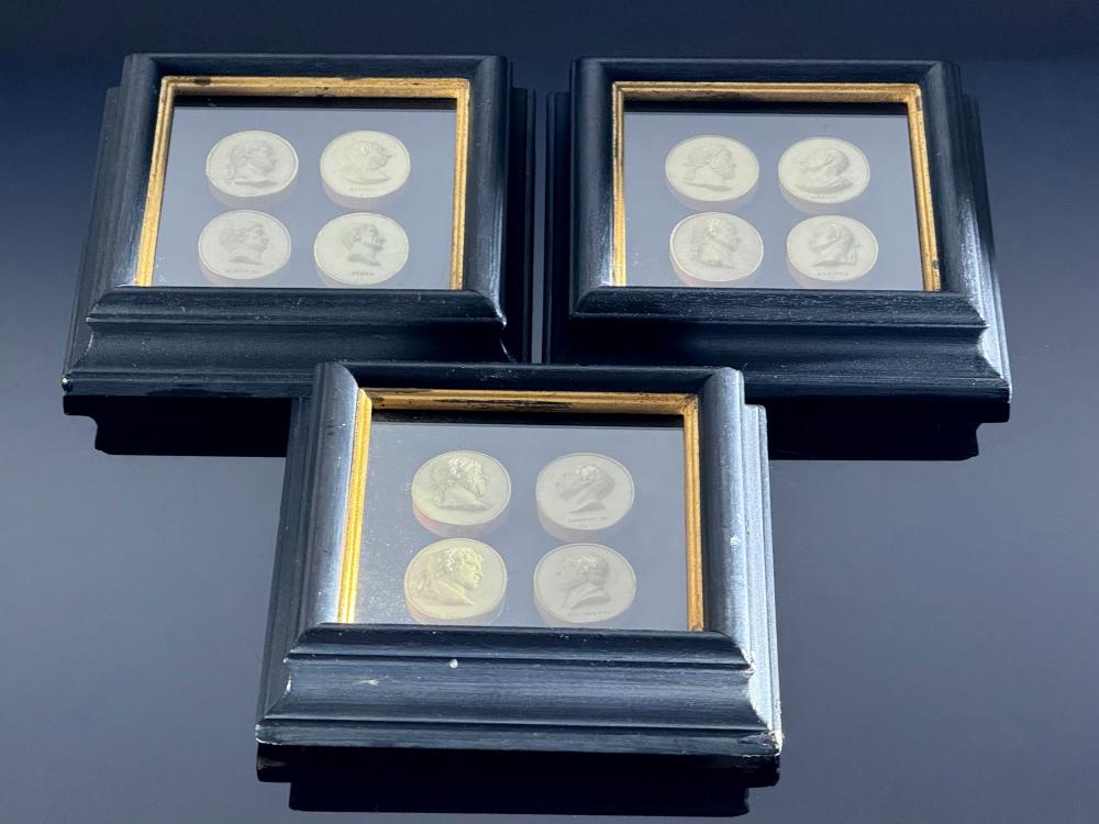 Set of 12 Framed 19th Century Grand Tour Intaglios Italian Neoclassical Cameos sold by Ace Of Estates, lot 124066 — auction record photograph