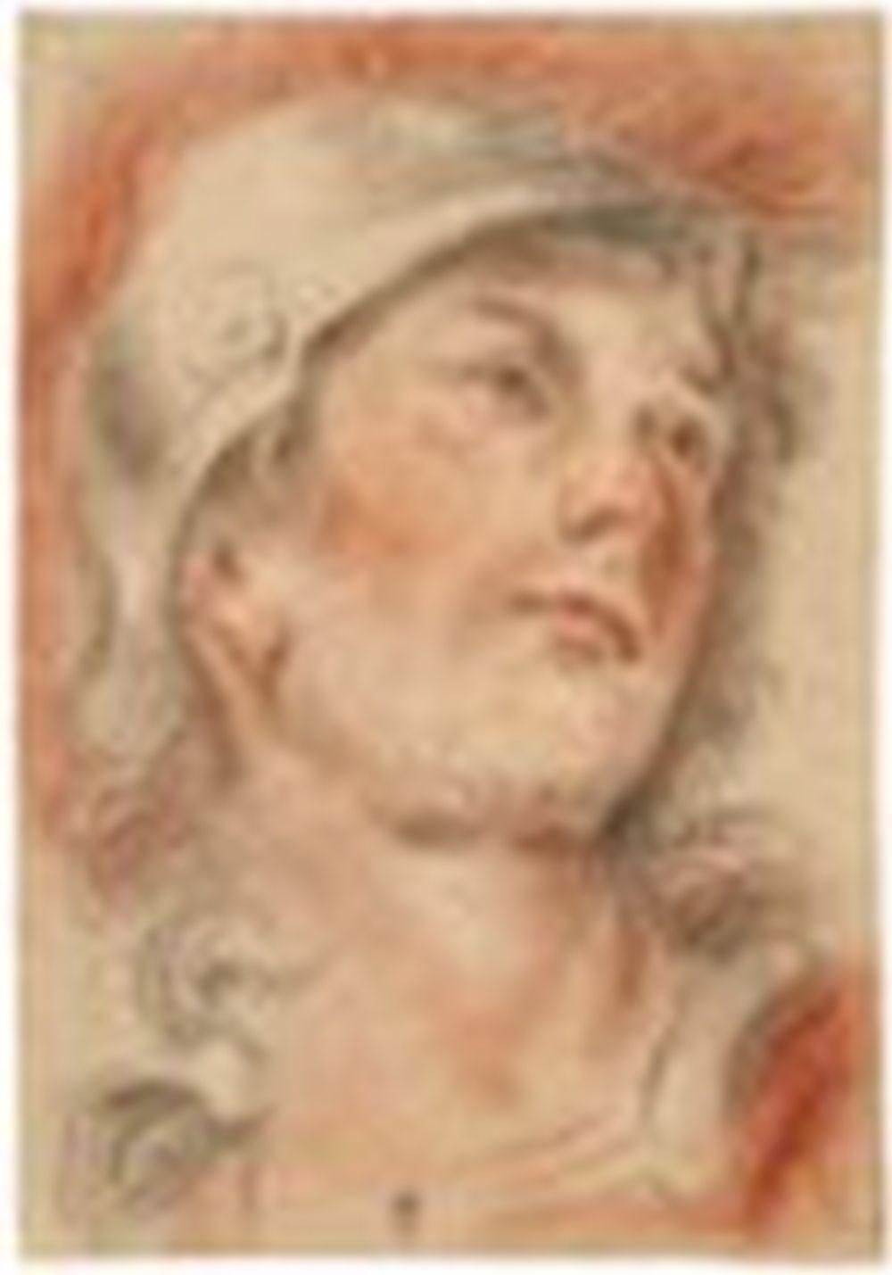 Domenico Maria Canuti comparable auction result: domenico maria canuti bologna 1625 1684 head of a soldier wearing a helme