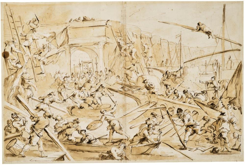 Giovanni Antonio Guardi comparable auction result: giovanni antonio guardi vienna 1699 1760 venice the fall of constantinopl
