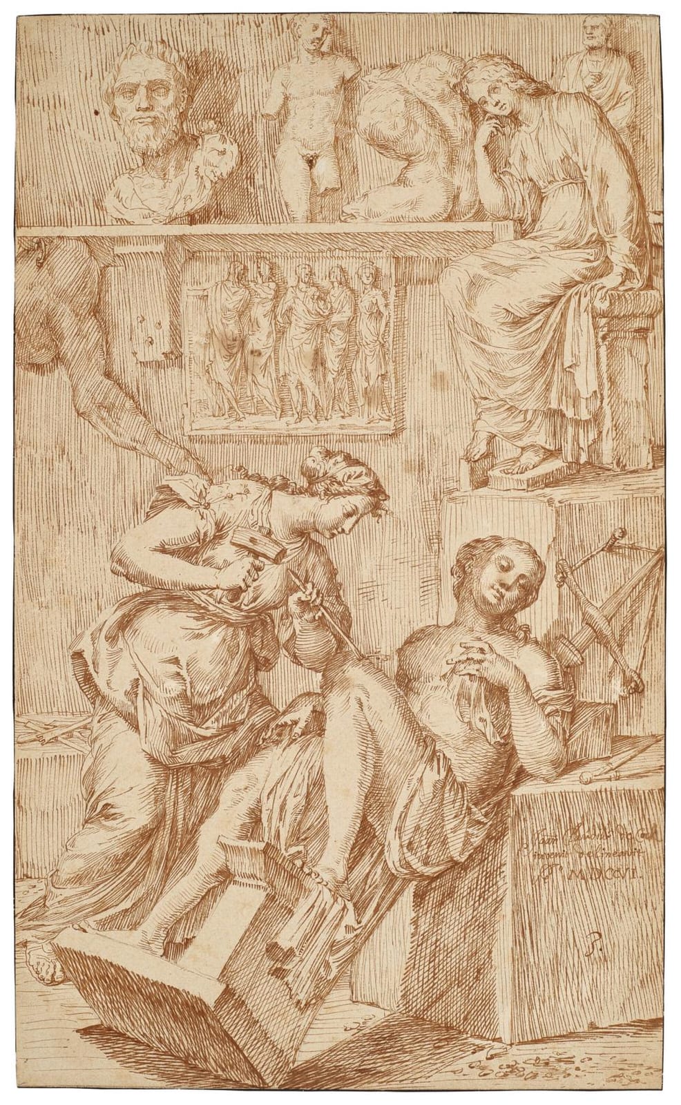 Jan Claudius de Cock comparable auction result: jan claudius de cock antwerp 1667 1735 a sculptress in a workshop pen and
