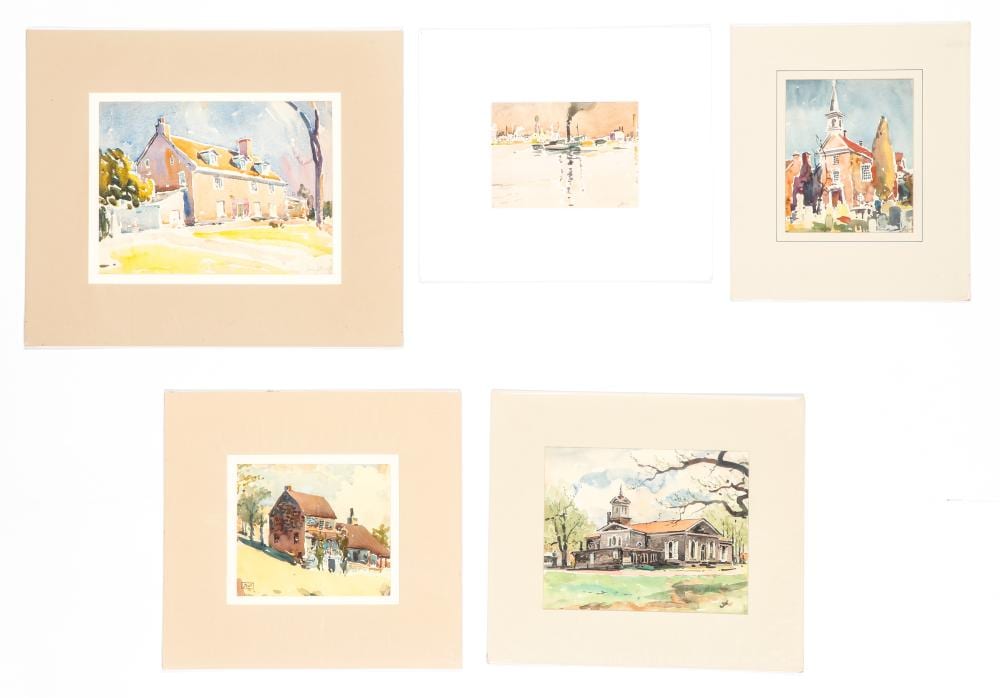 John J. Dull comparable auction result: john j dull american 1859 1949 group of five 5 philadelphia watercolors