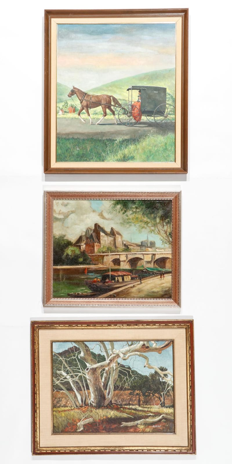 James A Rome comparable auction result: group of 3 oil paintings