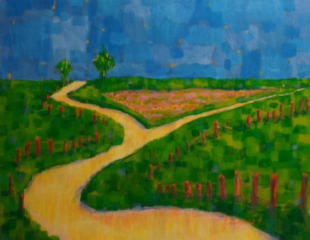 Jamie Marin-Price comparable auction result: jamie marin price american b 1970 yellow gravel path oil on canvas signed l r unframed 31 1 2 x 39 1 2 in 80 x 100 3 cm