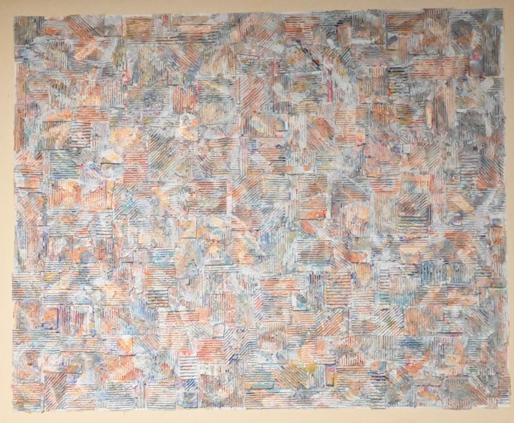 Edward R. Lewis comparable auction result: edward r lewis 1914 1992 within the square 1984 mixed media oil on canvas signed and dated on verso edward lewis 1984 50 1 4 x 60