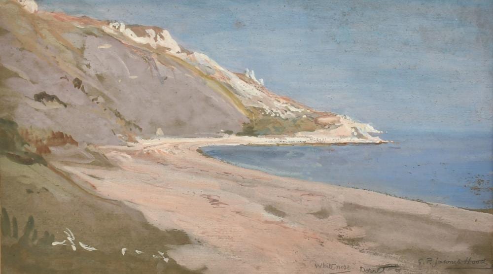 George Percy Jacomb-Hood comparable auction result: george percy jacomb hood 1857 1929 whitenose bay dorset gouache signed and inscribed 8 x 14 20 x 3