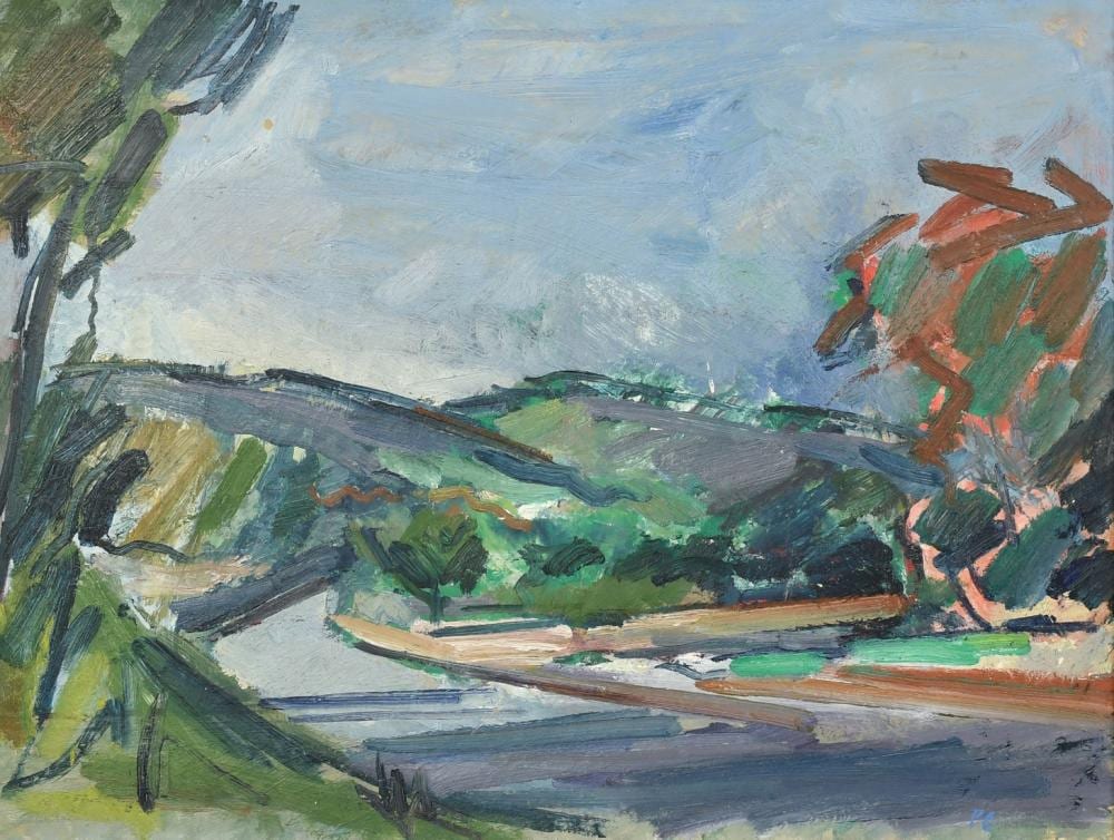 peter coker 1926 2004 landscape le muy oil on canvas signed with initials signed verso and dated 1979 · John Nicholson's Fine Art Auctioneers & Valuers · 2024-01-24 Peter Coker comparable auction result: peter coker 1926 2004 landscape le muy oil on canvas signed with initials signed verso and dated 1979