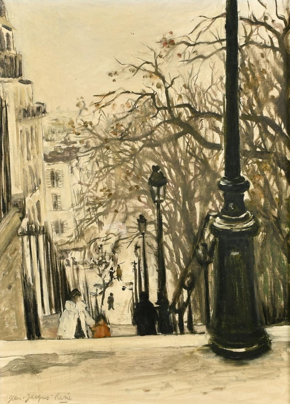 jean jacques rene b 1943 figures in the rue utrillo 1974 oil on canvas signed 18 x 13 46 x 33cm · John Nicholson's Fine Art Auctioneers & Valuers · 2024-01-24 Jean Jacques René comparable auction result: jean jacques rene b 1943 figures in the rue utrillo 1974 oil on canvas signed 18 x 13 46 x 33cm