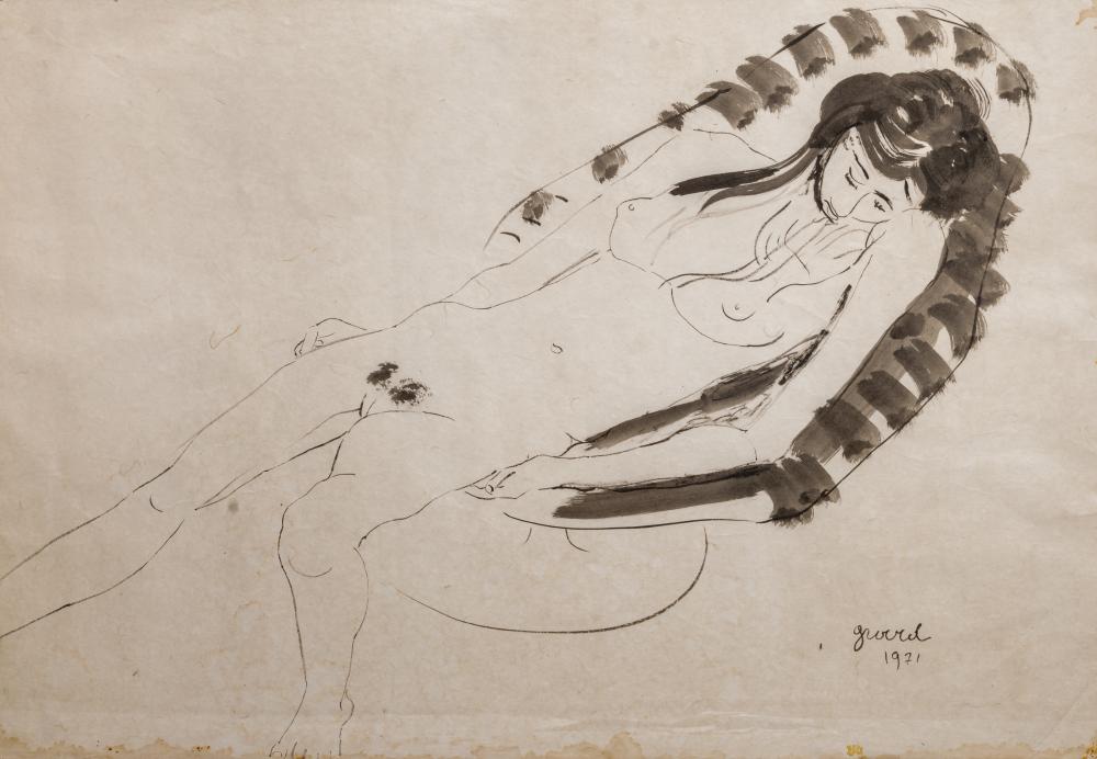 Georges Grard comparable auction result: georges grard 1901 1984 reclining nude 1971 ink drawing 57 x 83 cm 22 4 x 32 6 in frame 93 x 62 cm 36 6 x 24 4 in