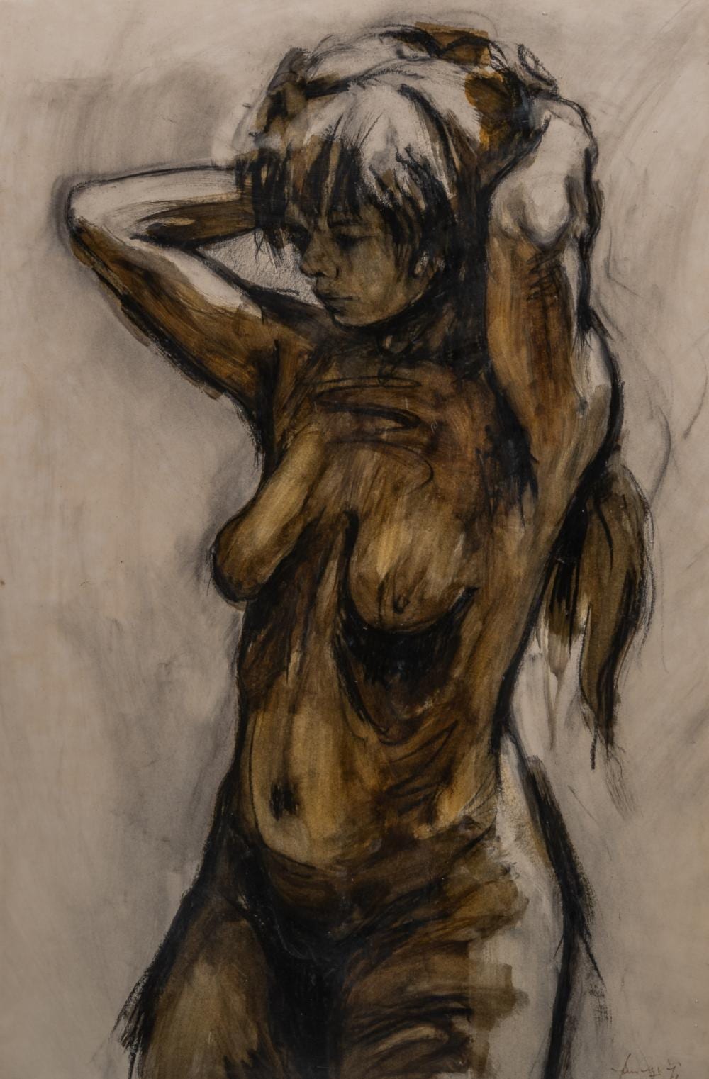 Freddy Van Dyck comparable auction result: freddy van dyck 1942 female nude 1972 mixed media on paper 90 x 60 cm 35 4 x 23 6 in frame 106 x 76 cm 41 7 x 29 9 in