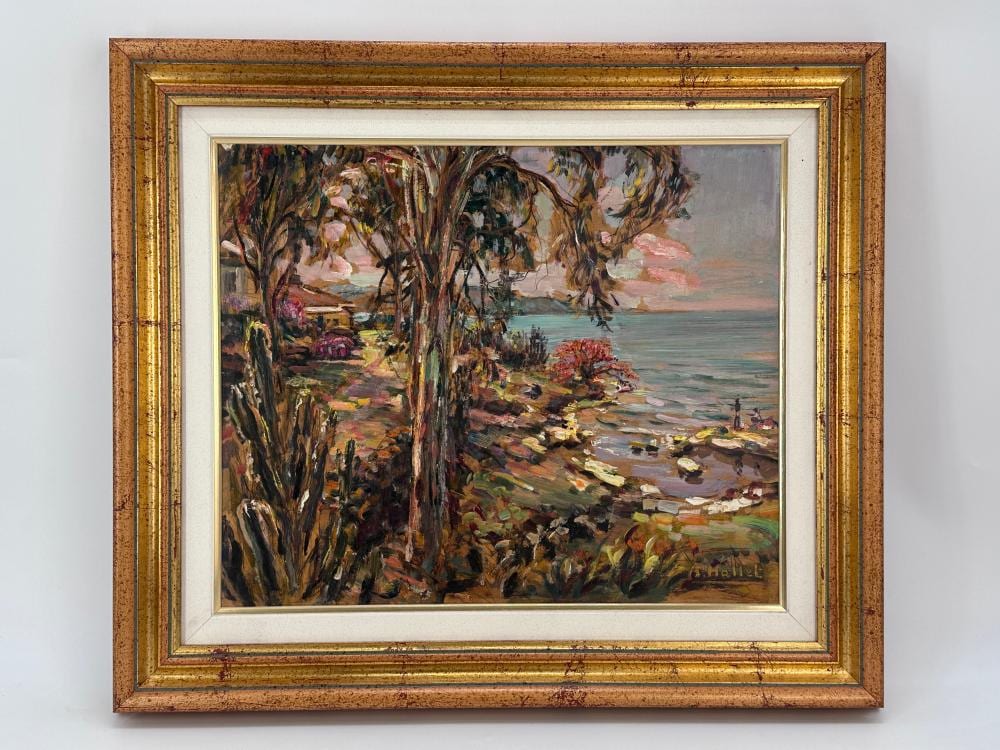 André Hallet comparable auction result: andr hallet 1890 1959 bord de fleuve anim kisengi rwanda 1954 huile sur panneau certifi e au dos par madame devret hallet fille de l artiste dimensions 37 x 45 cm