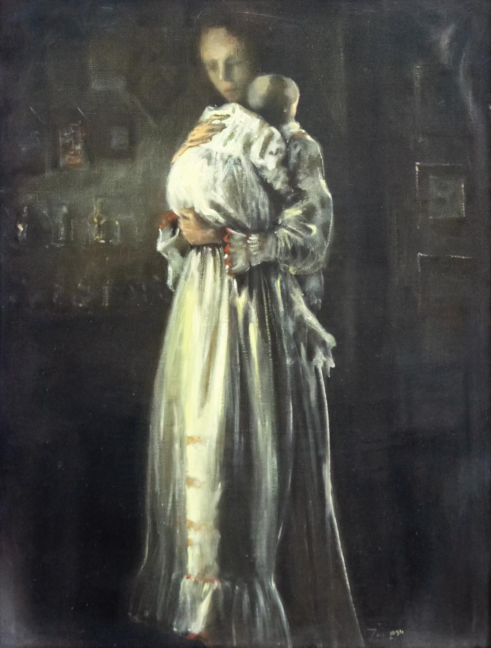 Yoram Lukov comparable auction result: yoram lukov b 1940 mother and child oil on canvas