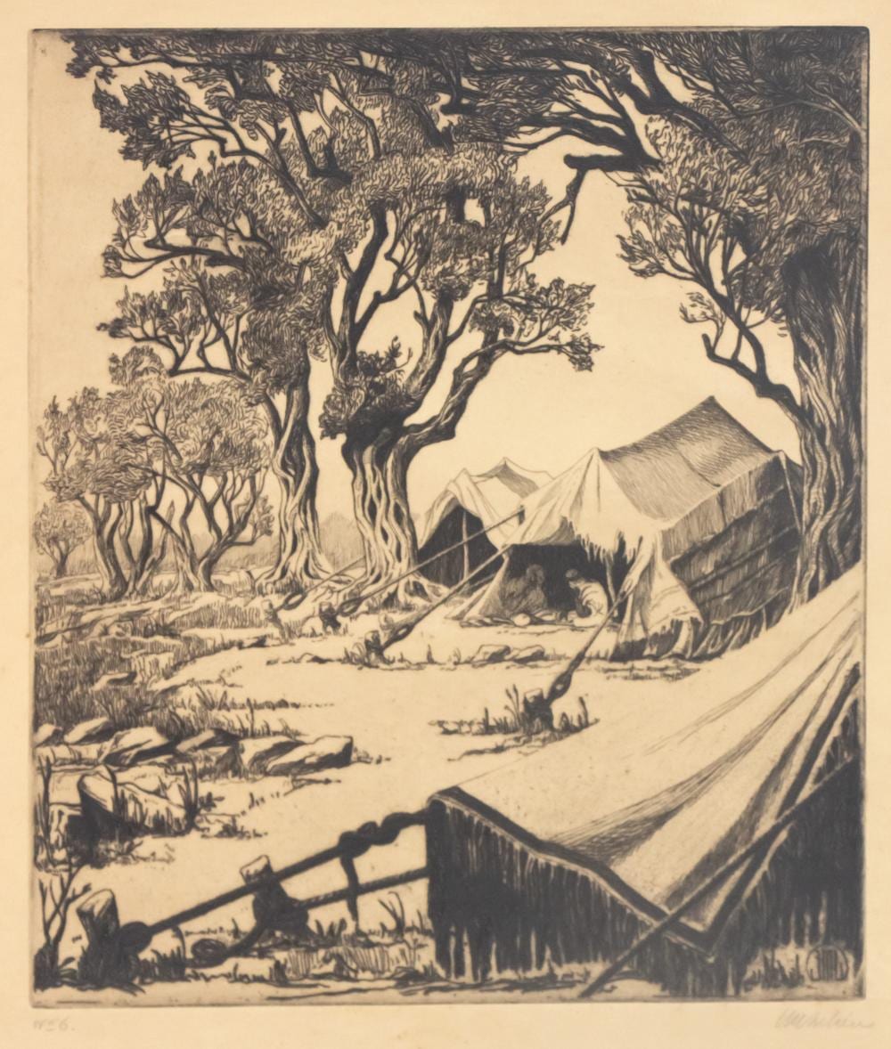 Ephraim Moshe Lilien comparable auction result: ephraim moshe lilien 1874 1925 tents of arabs etching 1911