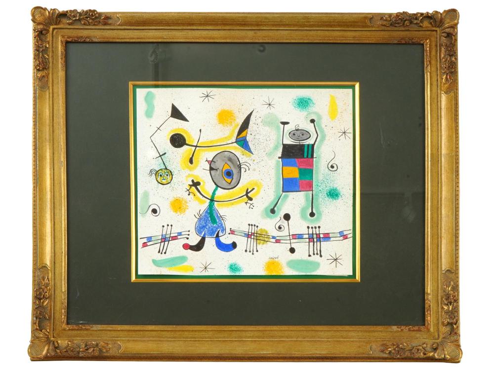 MIXED MEDIA PAINTING ATTRIBUTED TO JOAN MIRO sold by Antique Arena Inc, lot 91 — auction record photograph