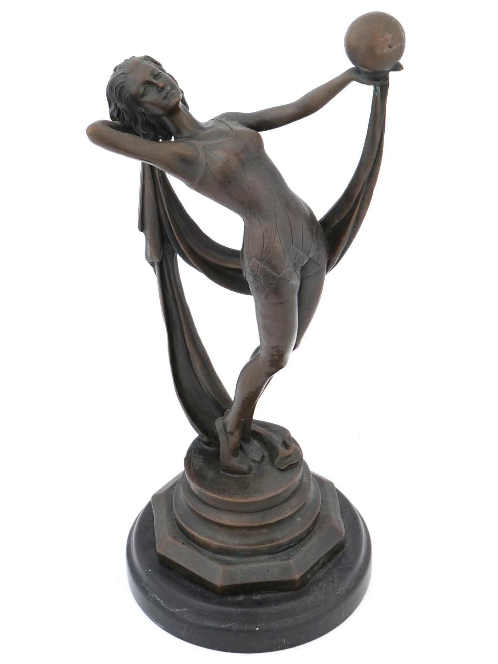 Max Milo comparable auction result: austrian female dancer bronze sculpture by max milo
