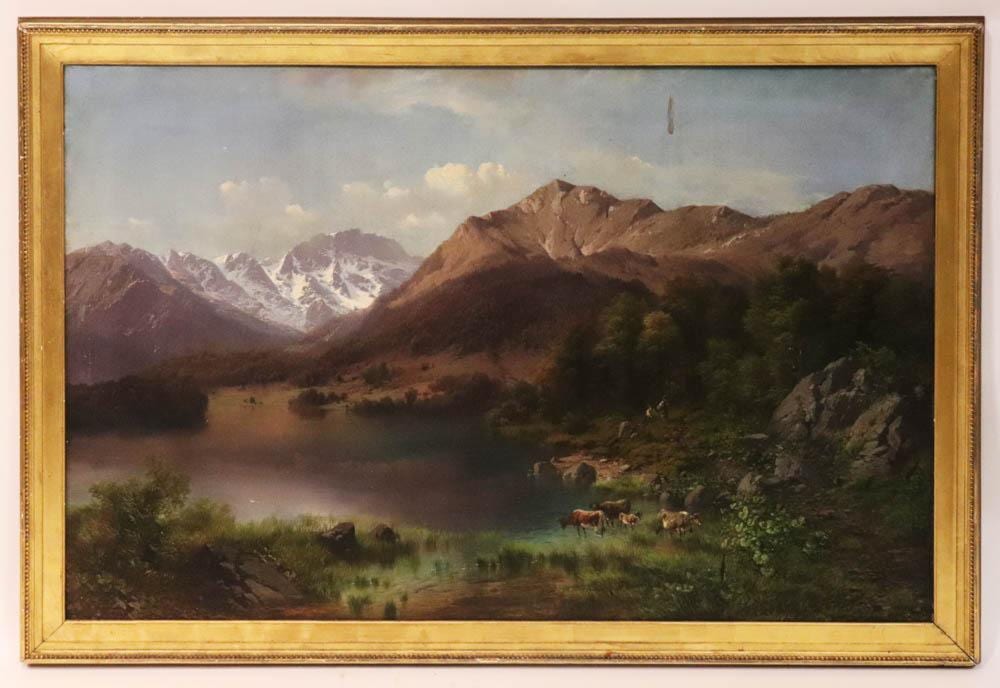 carl millner signed lake with cows and figures · Kaminski Auctions · 2024-01-28 Karl Millner comparable auction result: carl millner signed lake with cows and figures