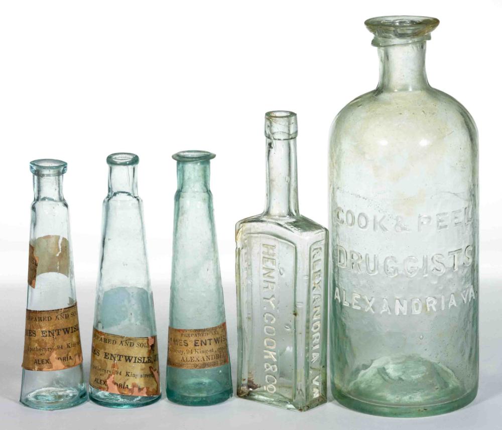 COOK & PEEL, ALEXANDRIA, VIRGINIA MEDICINE BOTTLES, LOT OF TWO sold by Jeffrey S. Evans & Associates, lot 353 — auction record photograph