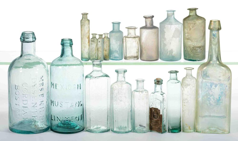 Auction comp thumbnail for ASSORTED PATENT MEDICINE AND APOTHECARY BOTTLES, LOT OF 18 (Jeffrey S. Evans & Associates, Lot 480)