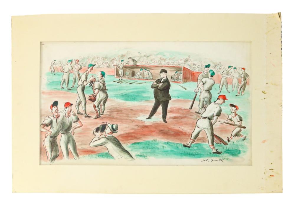 John Groth comparable auction result: john groth signed watercolor baseball game
