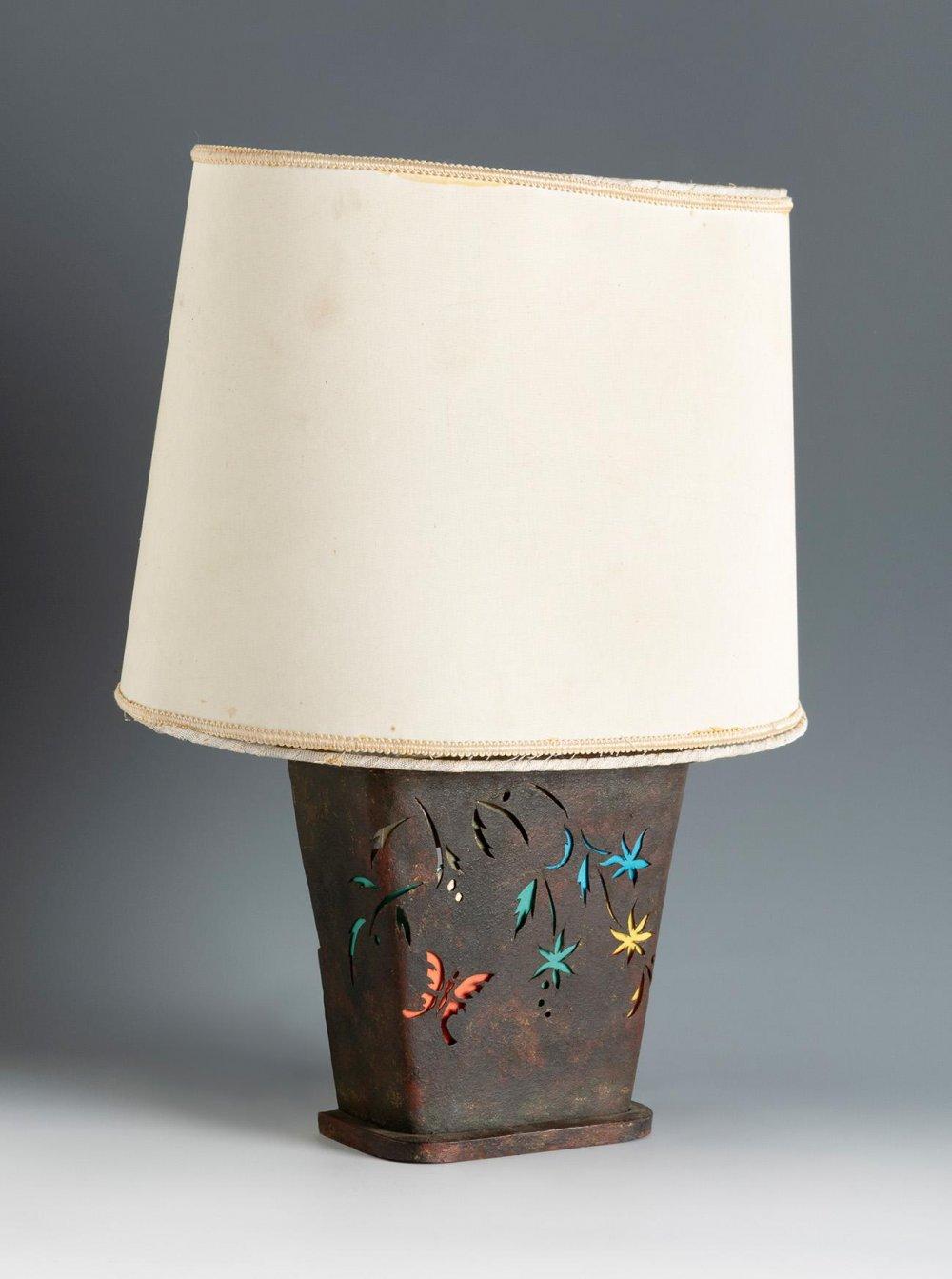 pere cosp barcelona 1907 2007 wall or table lamp 1948 1949 rusty perforated iron decorated with openwork in the form of butterflies and plant stems · Setdart Auction House · 2024-02-08 Pere Cosp comparable auction result: pere cosp barcelona 1907 2007 wall or table lamp 1948 1949 rusty perforated iron decorated with openwork in the form of butterflies and plant stems
