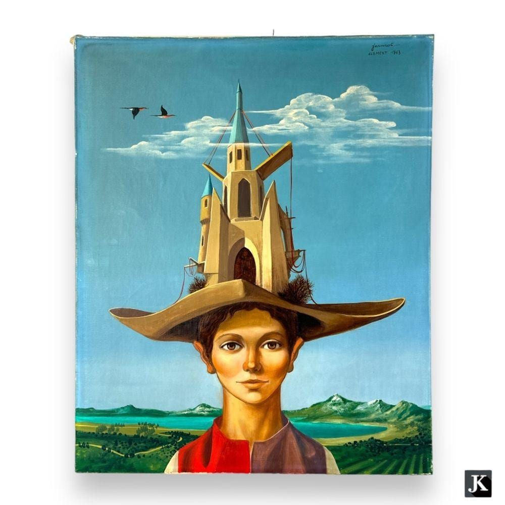 Jean-Pierre Clement comparable auction result: jean pierre clement france b1943 surreal oil