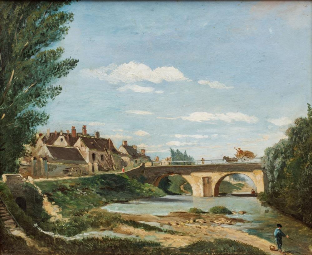 Paul Vernon comparable auction result: paul vernon french 1796 1875 oil on canvas bord de riviere h 12 25 w 15