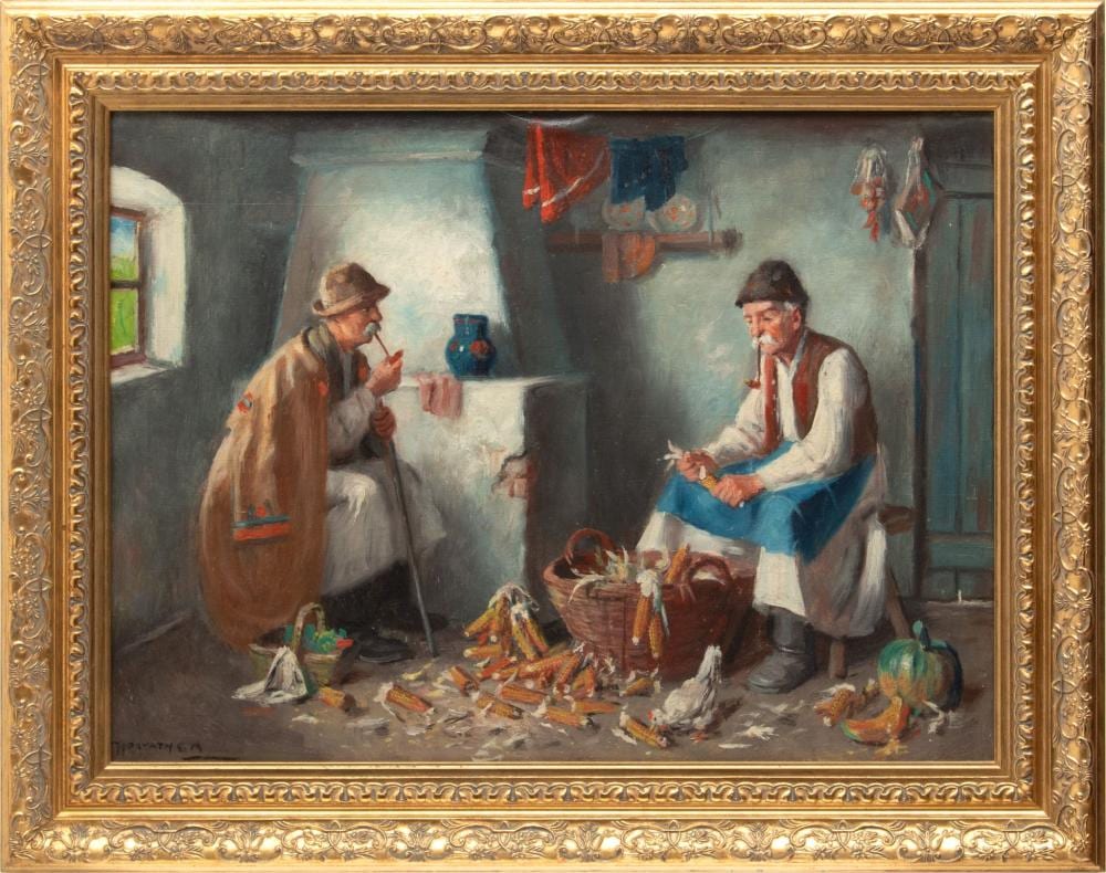 Andor G. Horvath comparable auction result: andor g horvath hungarian 1876 1966 oil on canvas cornhusking h 22 w 30