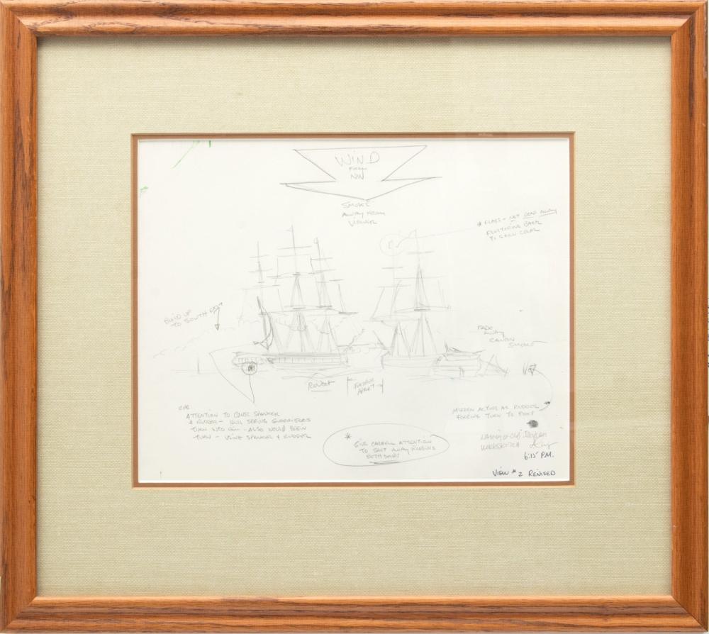 Jim Clary comparable auction result: jim clary american 1939 2018 artist s pencil work sketch on paper for the naming of old ironsides ca later 1970s h 9 5 w 11 5