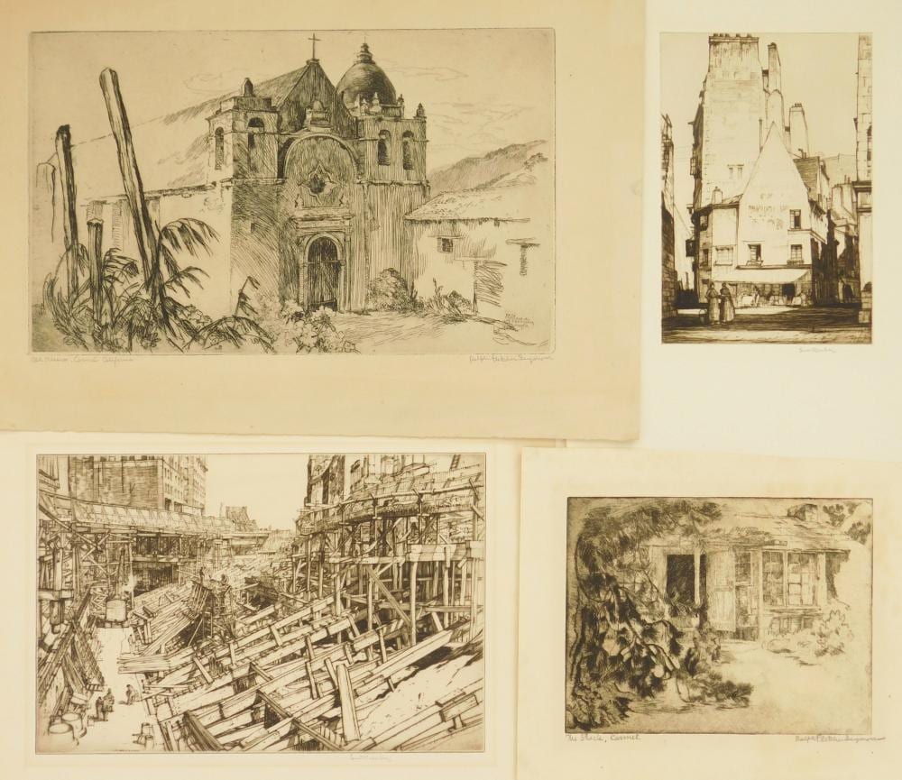 Louis Conrad Rosenberg comparable auction result: 4 20th c american etchings