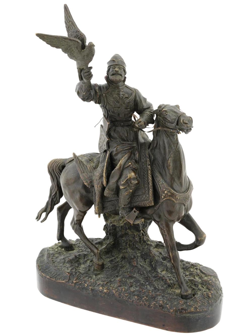 Evgeny Naps comparable auction result: russian falconer bronze sculpture by evgeny naps