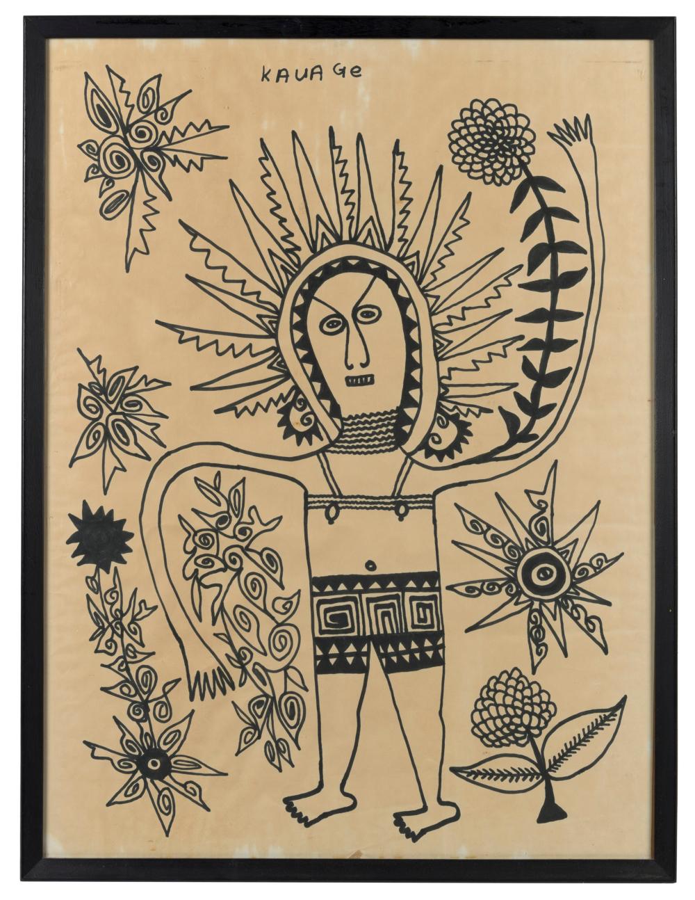 Mathias Kauage comparable auction result: mathias kauage 1944 2003 i untitled spirit figure ii untitled spirit figure pen on paper one signed upper right kauge the larger 82 x 62cm overall