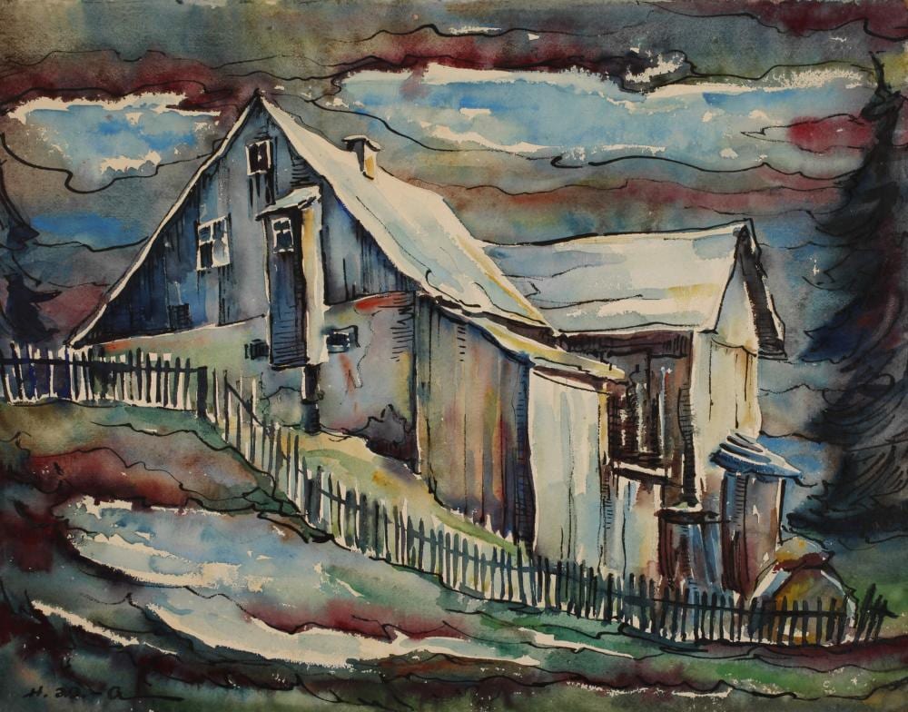 Hans Weiß comparable auction result: hans wei aue bauernhaus im vorfr hling