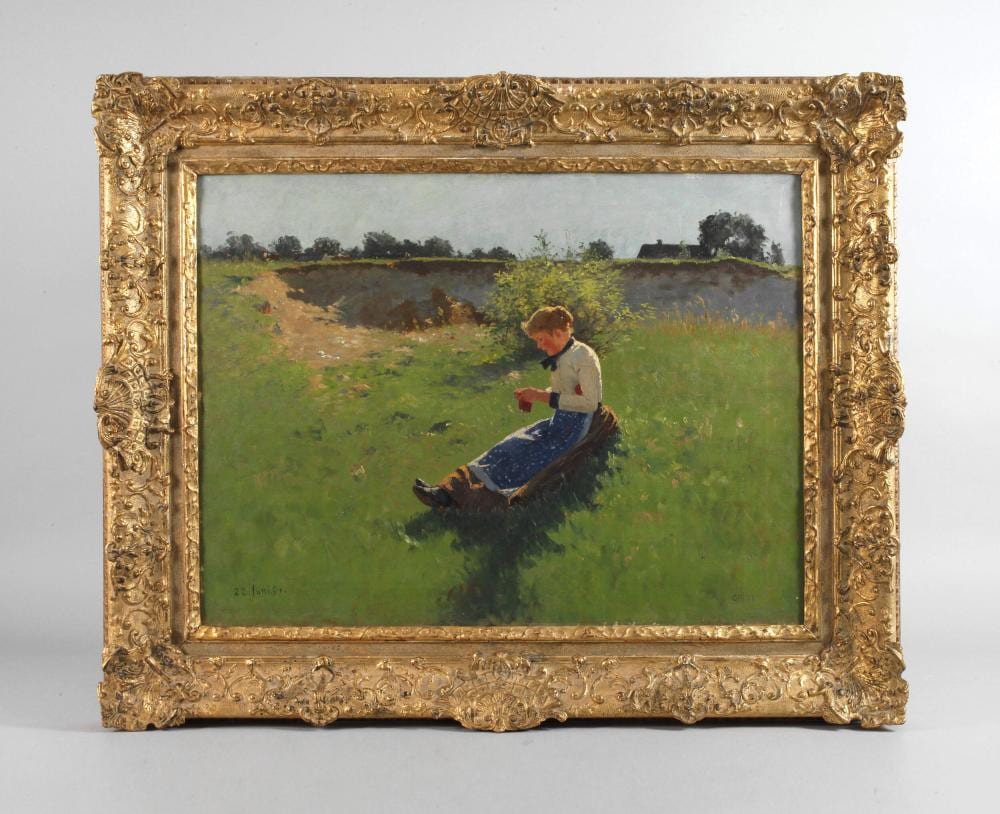 Josua von Gietl comparable auction result: josua von gietl strickendes bauernm dchen