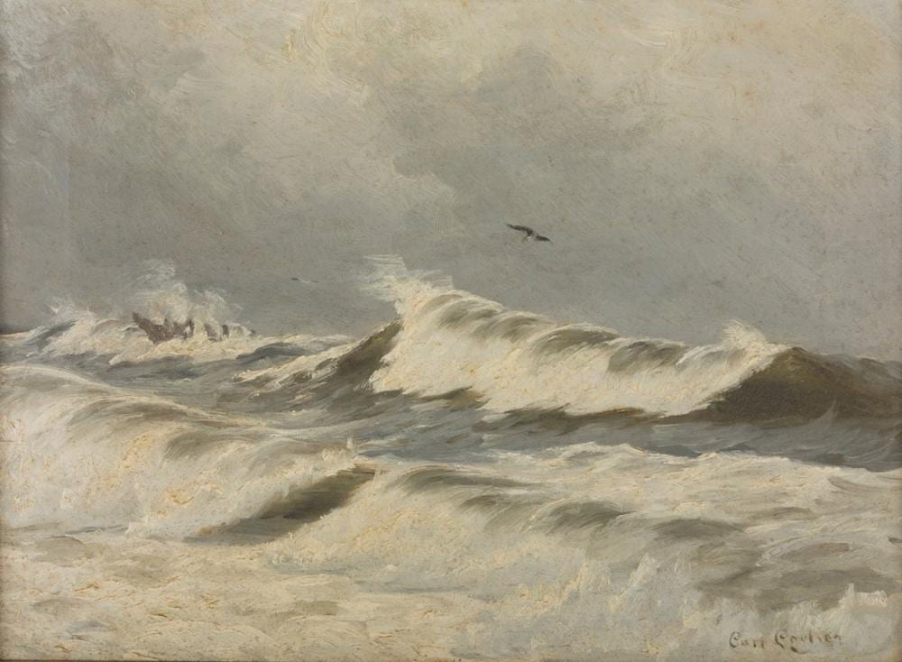 Carl Locher comparable auction result: carl locher denmark 1851 1915 no title oil on canvas signed lower right corner slight repainting frame with lack of polychromy