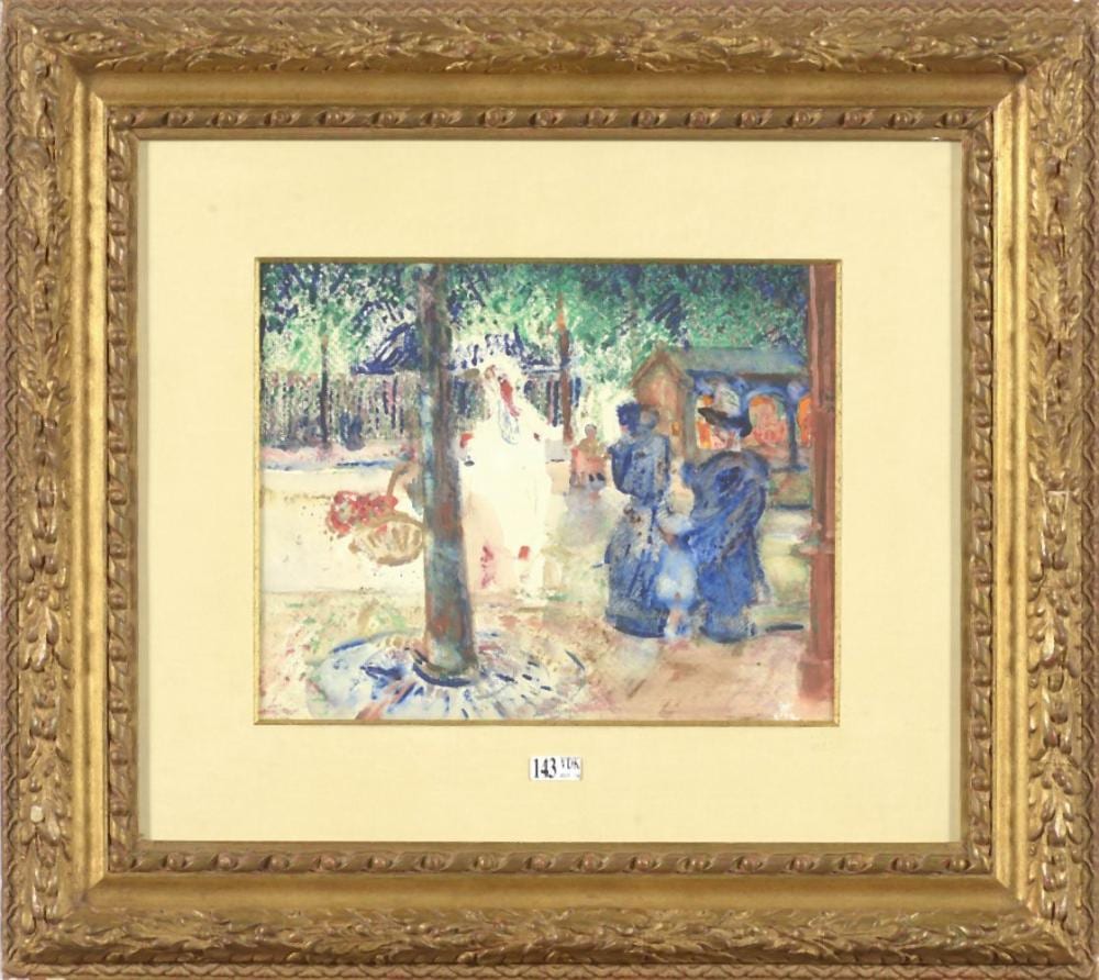 Marcel Jefferys comparable auction result: aquarelles el gantes se promenant au parc monogramm en bas droite