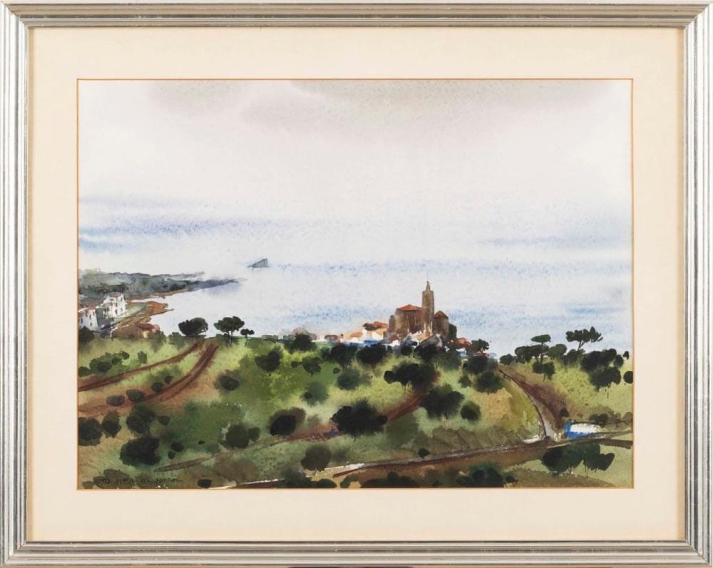 Rafael Ortiz Alfau comparable auction result: rafael ortiz alfau 1935 2000 paisagem aguarela sobre papel assinado e datado de 1988 dim aprox 41 x 55 cm