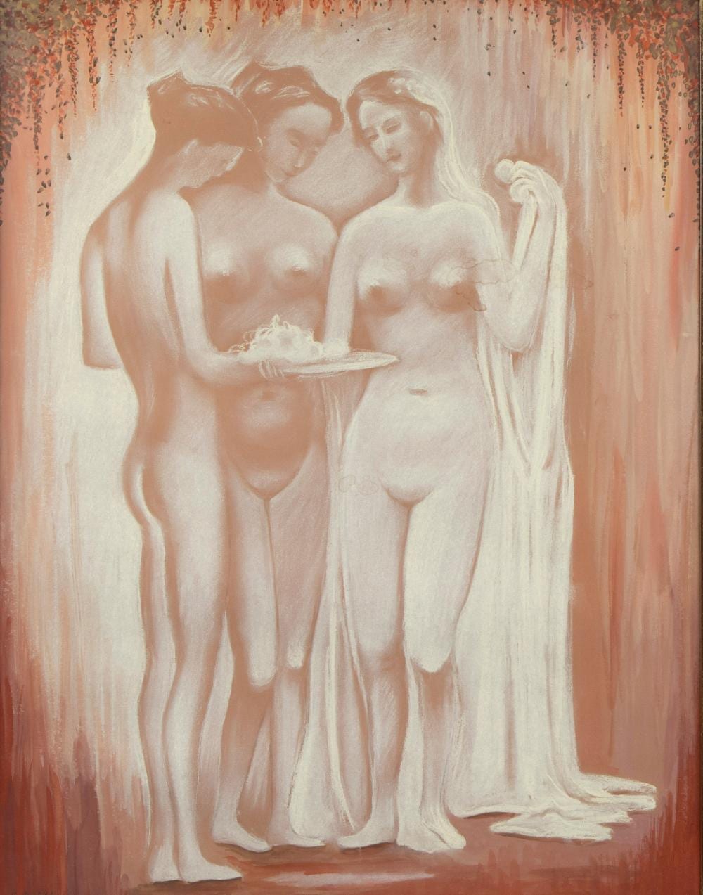 Constant Montald comparable auction result: constant montald 1862 1944 mixed media chalk and watercolour the three graces 1905 signed