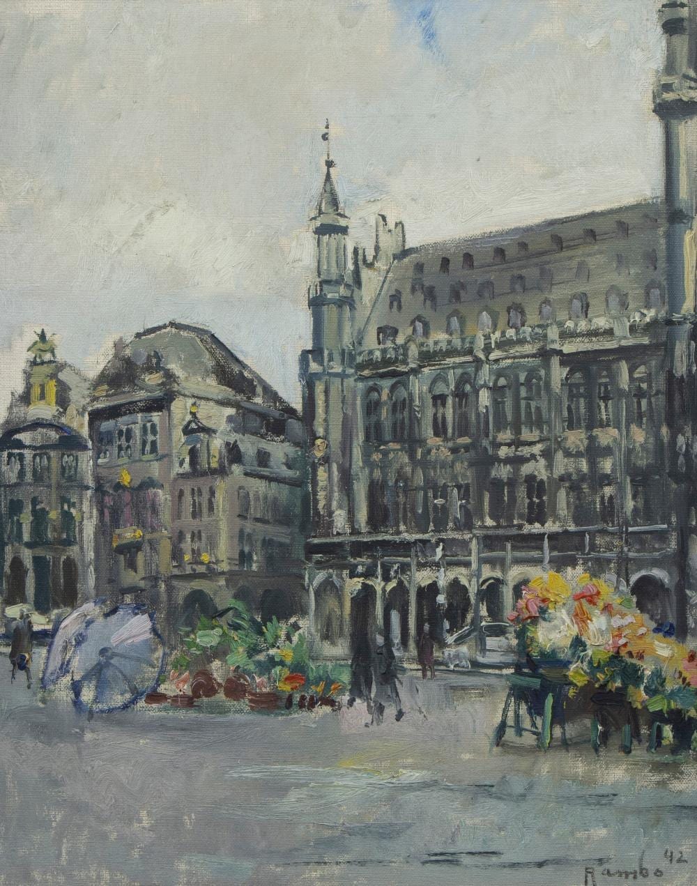 Jules Rambo comparable auction result: jules rambo 1896 1974 oil on canvas view of the great market brussels signed and dated 42
