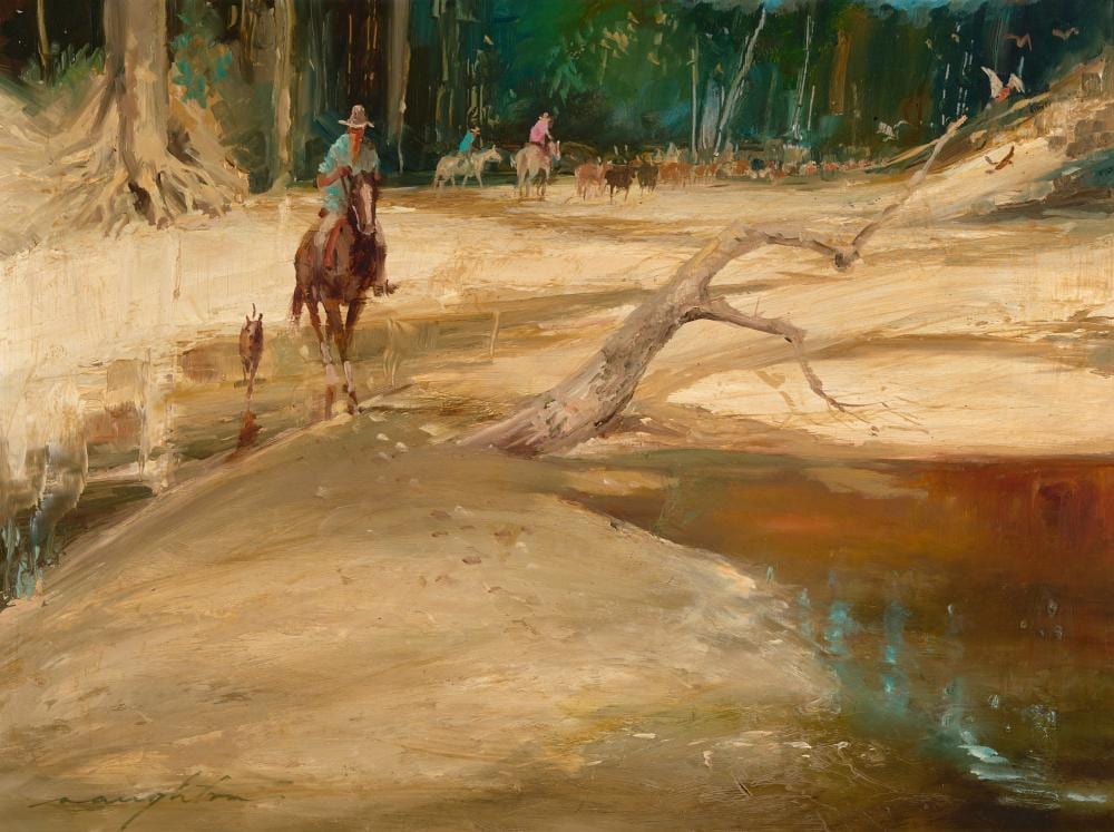 Keith Naughton comparable auction result: keith naughton 1925 2019 gunshot creek cape york oil on board 36 5 x 49 cm frame 53 x 66 x 4 cm