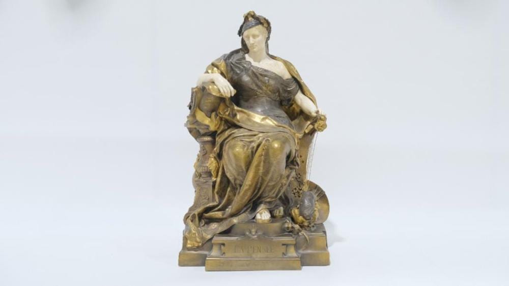 Gustave Frédéric Michel comparable auction result: an important and large chryselephantine and patinated bronze sculpture