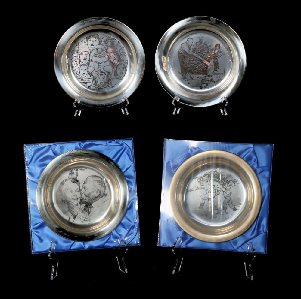 4 Franklin Mint Norman Rockwell Sterling Plates sold by Willow Auction House, lot 92 — auction record photograph