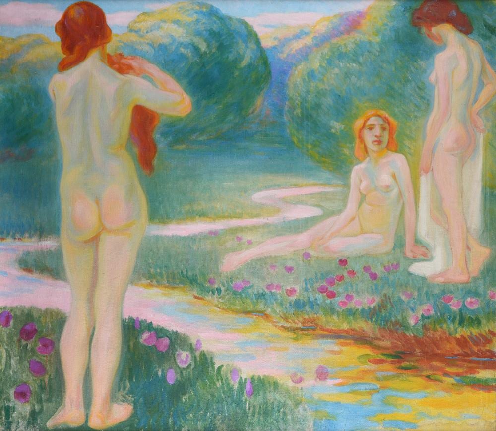 Ludolf Verworner comparable auction result: ludolf verworner 1864 1927 tre donne con papaveri 1908 1914